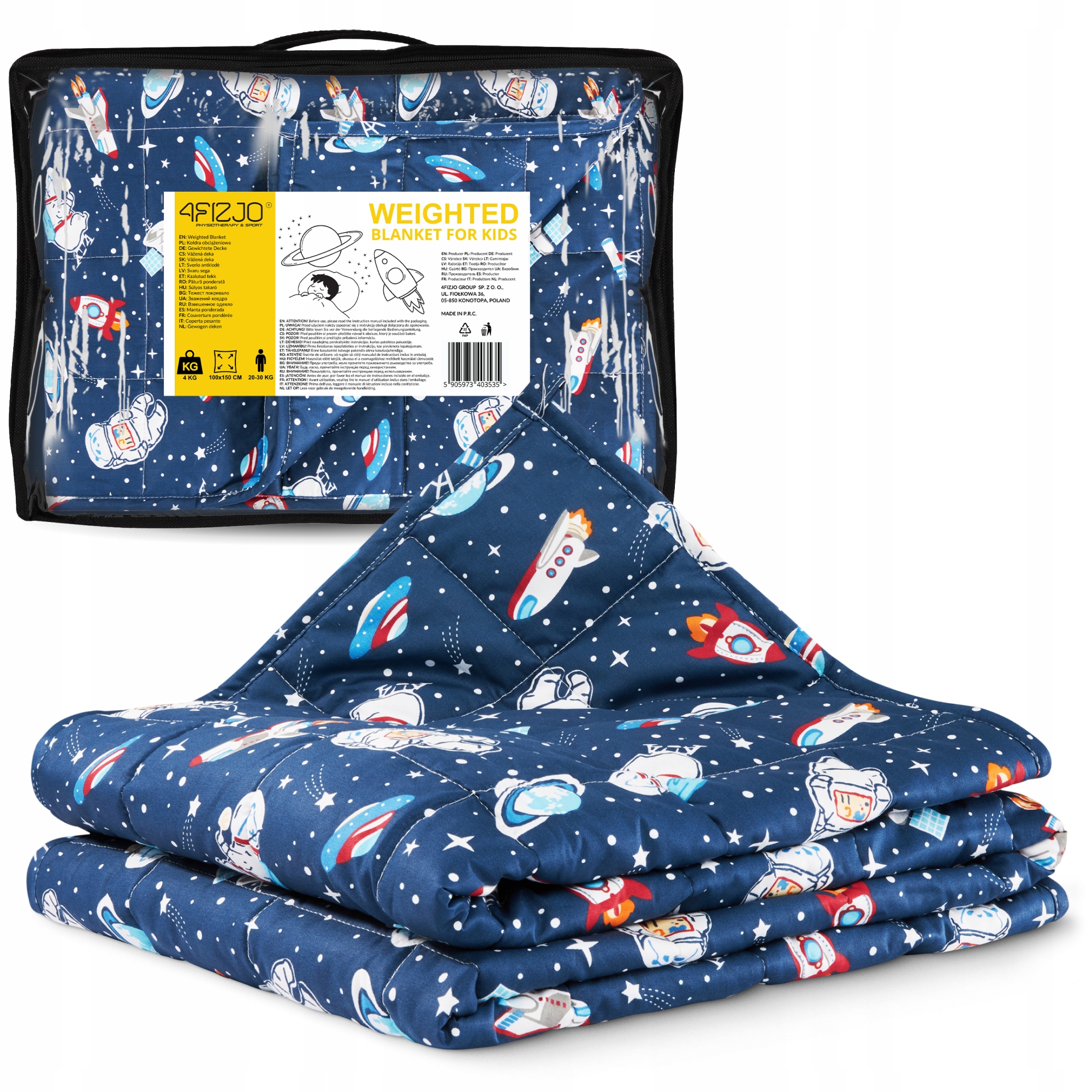 Kołdra Obciążeniowa Dla Dzieci Koc Dziecięcy Sensoryczny 100x150 CM 4KG