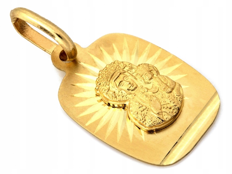 Zlatý medailonek 585 14k Panna Maria Čenstochovská, váha 0.84 g, Devocionálie