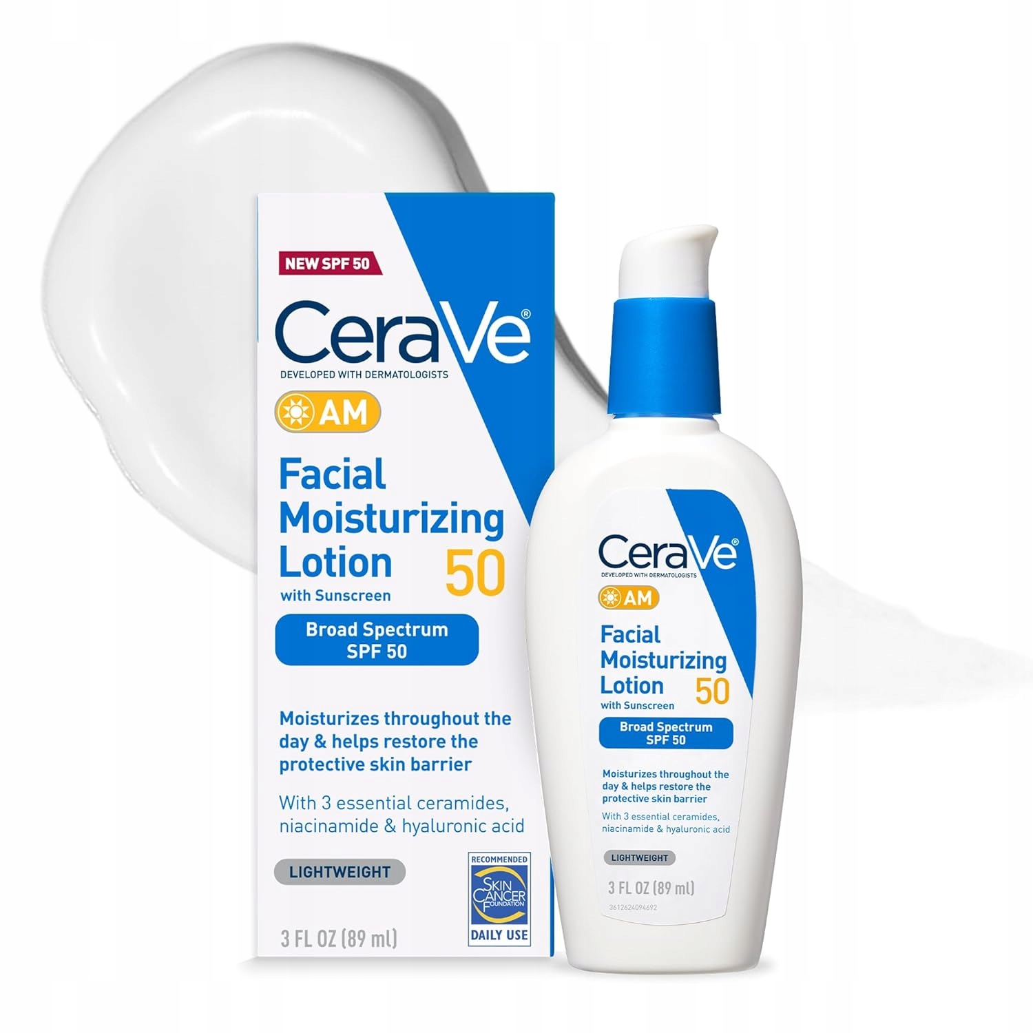 CeraVe Nawilżający krem do twarzy z filtrem przeciwsłonecznym Spf 50 89 ml