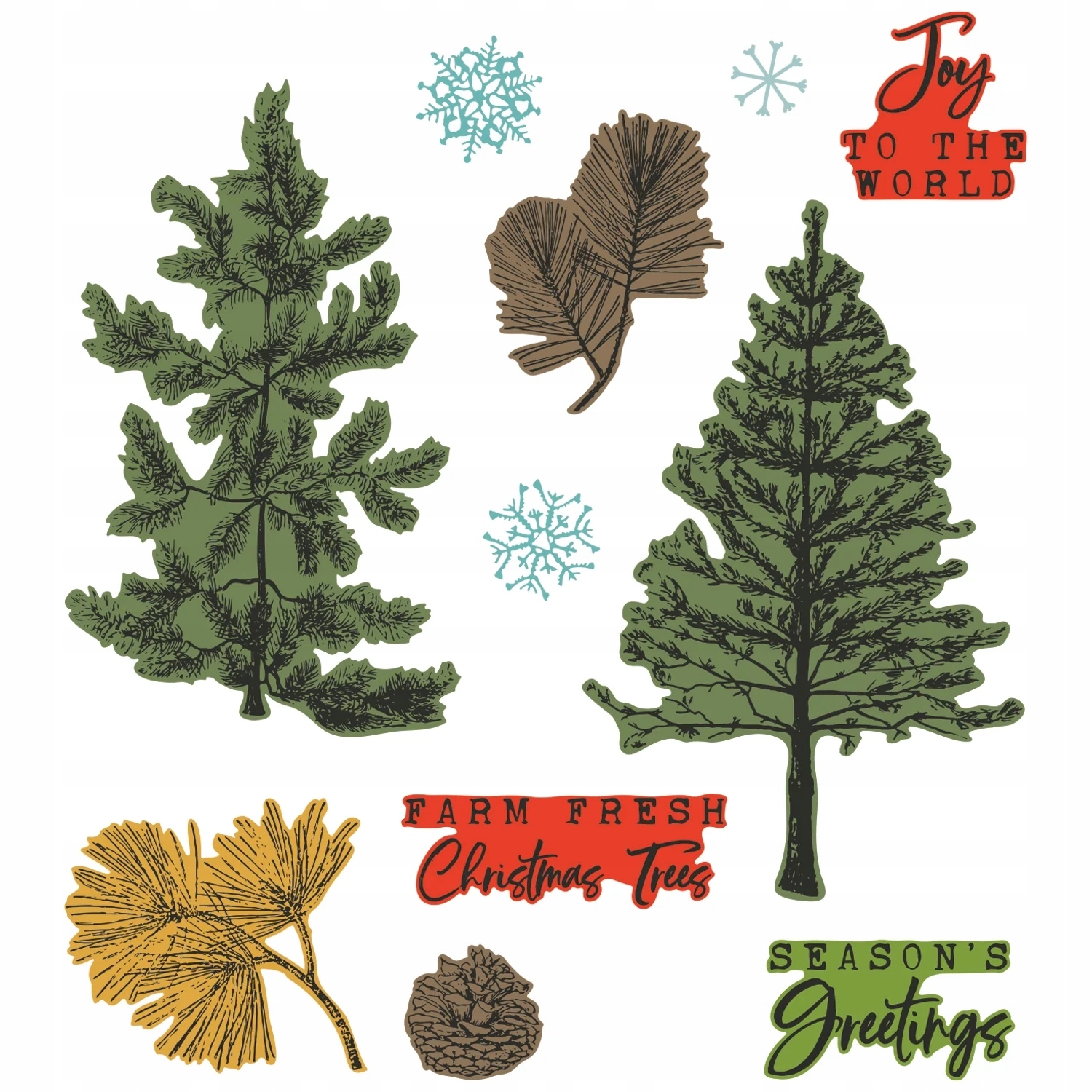 Sizzix Razítko a vykrajovátka A5 Pine Holidays (16+5pcs) (666711)