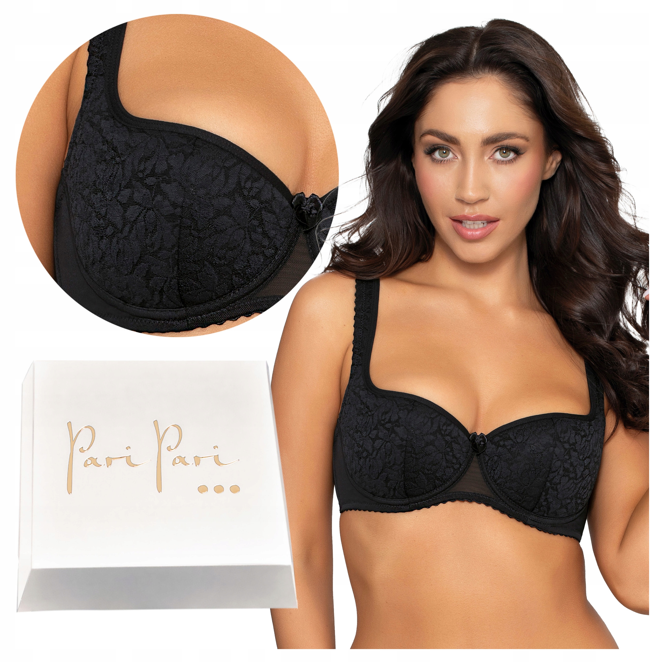 Elegantní vyztužená podprsenka Balkonetka s potiskem Sylvie Černá 80G