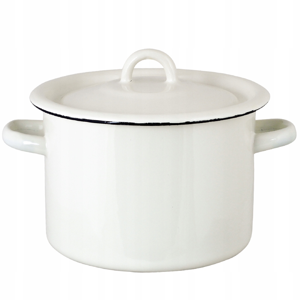 Hrnec 3 L Bílý S Víkem Z Ocel Pro Vaření Indukce