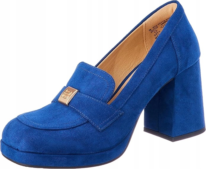 Bagatt Modré Lodičky Na Semišovém Podpatku S Ozdobou 37 J6H