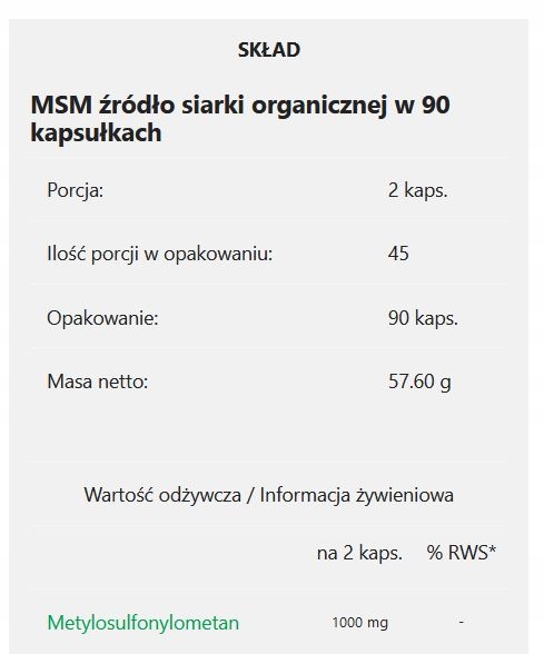 ESSENSEY MSM SIARKA ORGANICZNA 90cap Marka Essensey