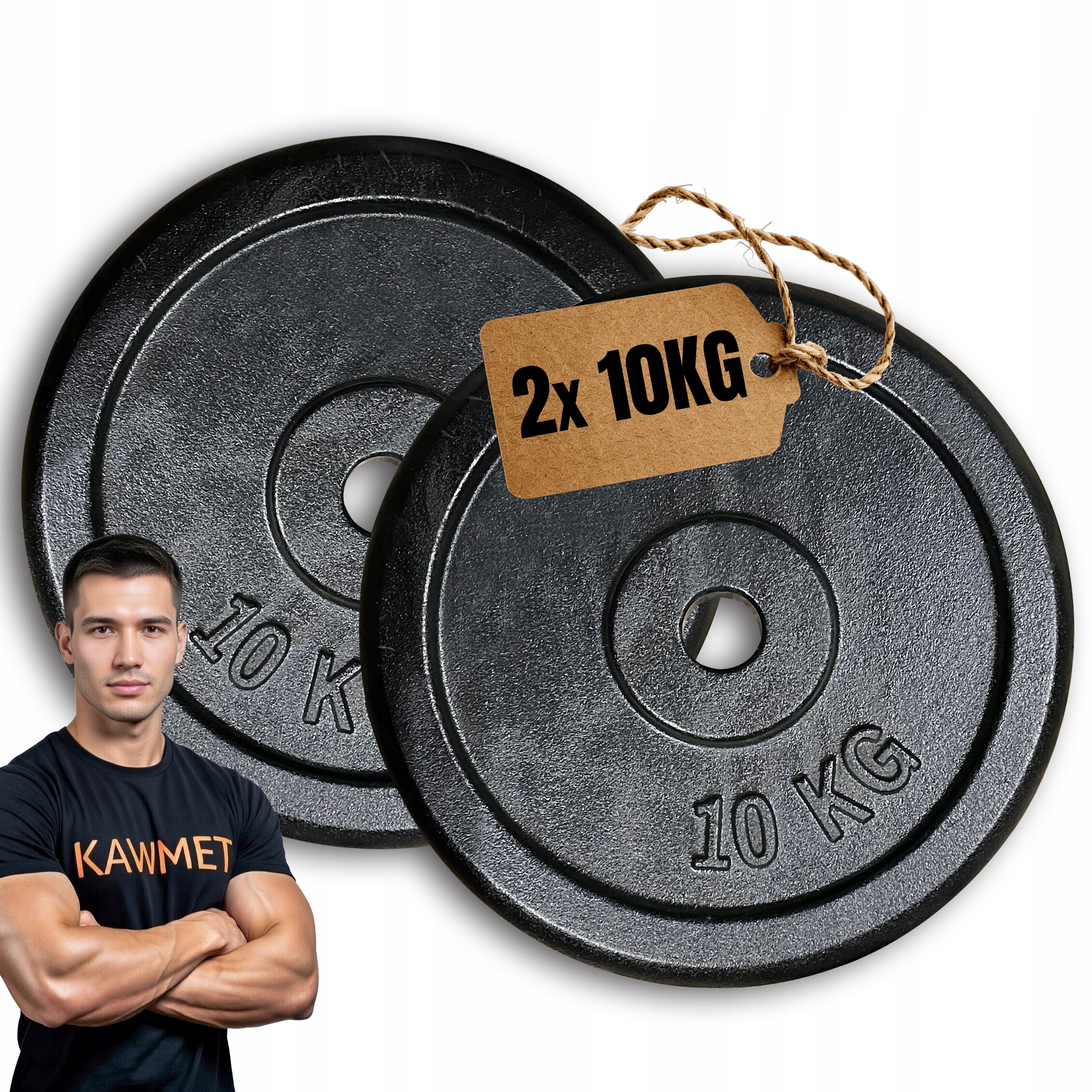 Komplet Obciążeń Pełnych 2x10kg 31mm fit siłownia do ćwiczeń Kawmet