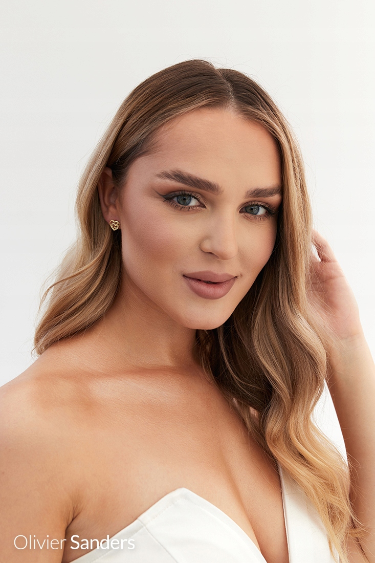 ZŁOTE KOLCZYKI DAMSKIE 585 Z KRYSZTAŁAMI SERCA WKRĘTKI PREZENT ŻONY MAMY Marka Inna marka