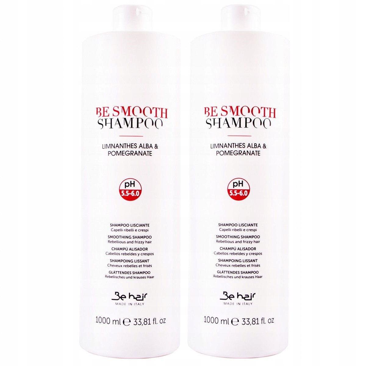 2 x Velký Šampon Be Hair Vyhlazující Be Smooth S Litrovým Granátem