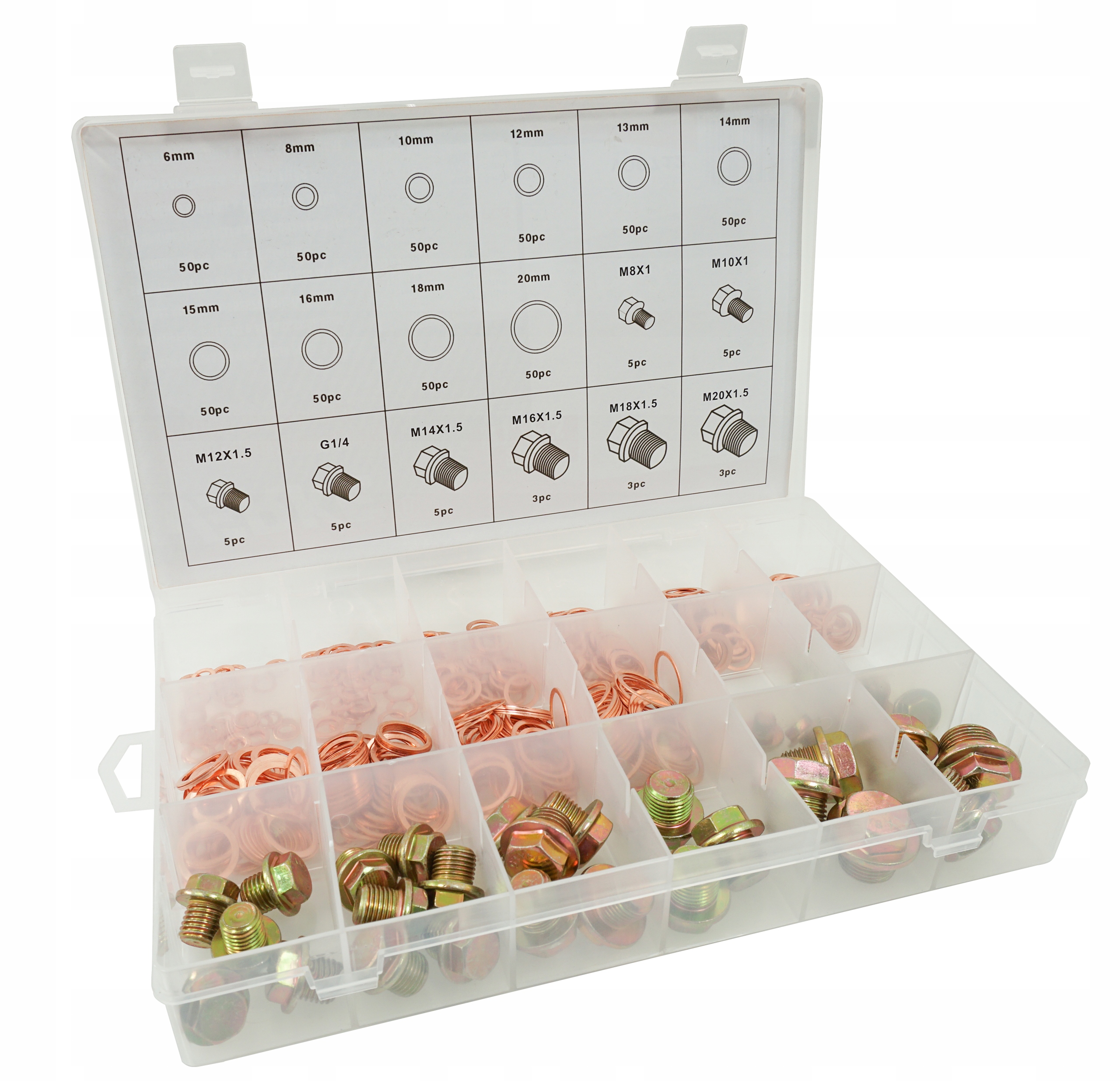 PODKŁADKI MIEDZIANE KORKI SPUSTOWE ZESTAW PODKŁADEK KORKÓW SPUSTOWYCH 534 Producent części Inny