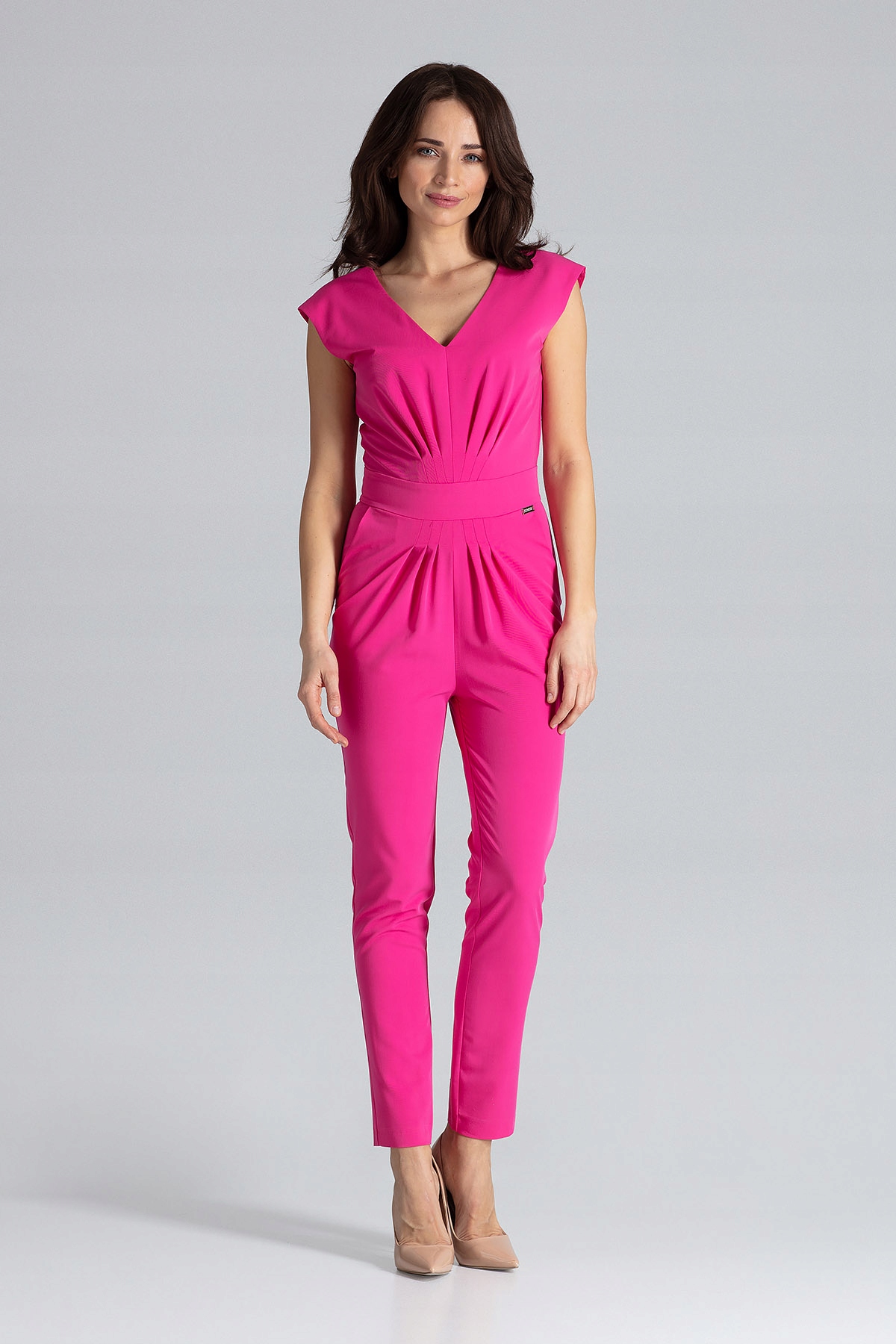 Modny KOMBINEZON zapinany na zamek | WYGODNY ELEGANCKI różowy L