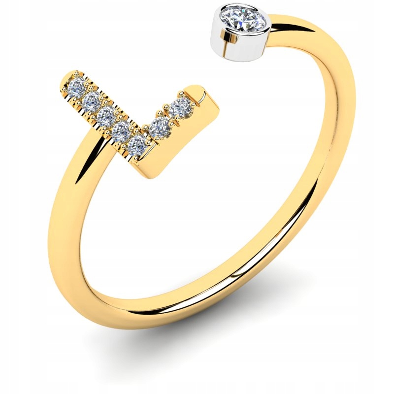 

Pierścionek Złoty Literka L Z Cyrkoniami