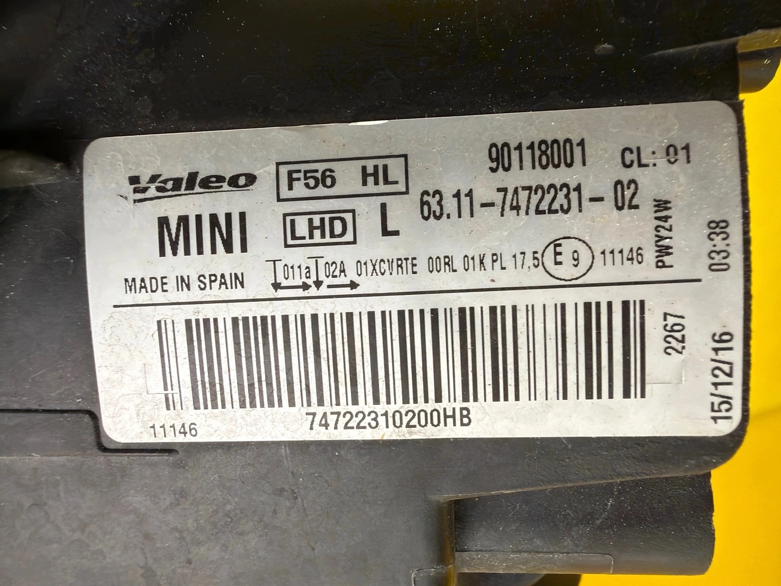 light left front Mini Cooper F55 F56 Full Led 7472231-02