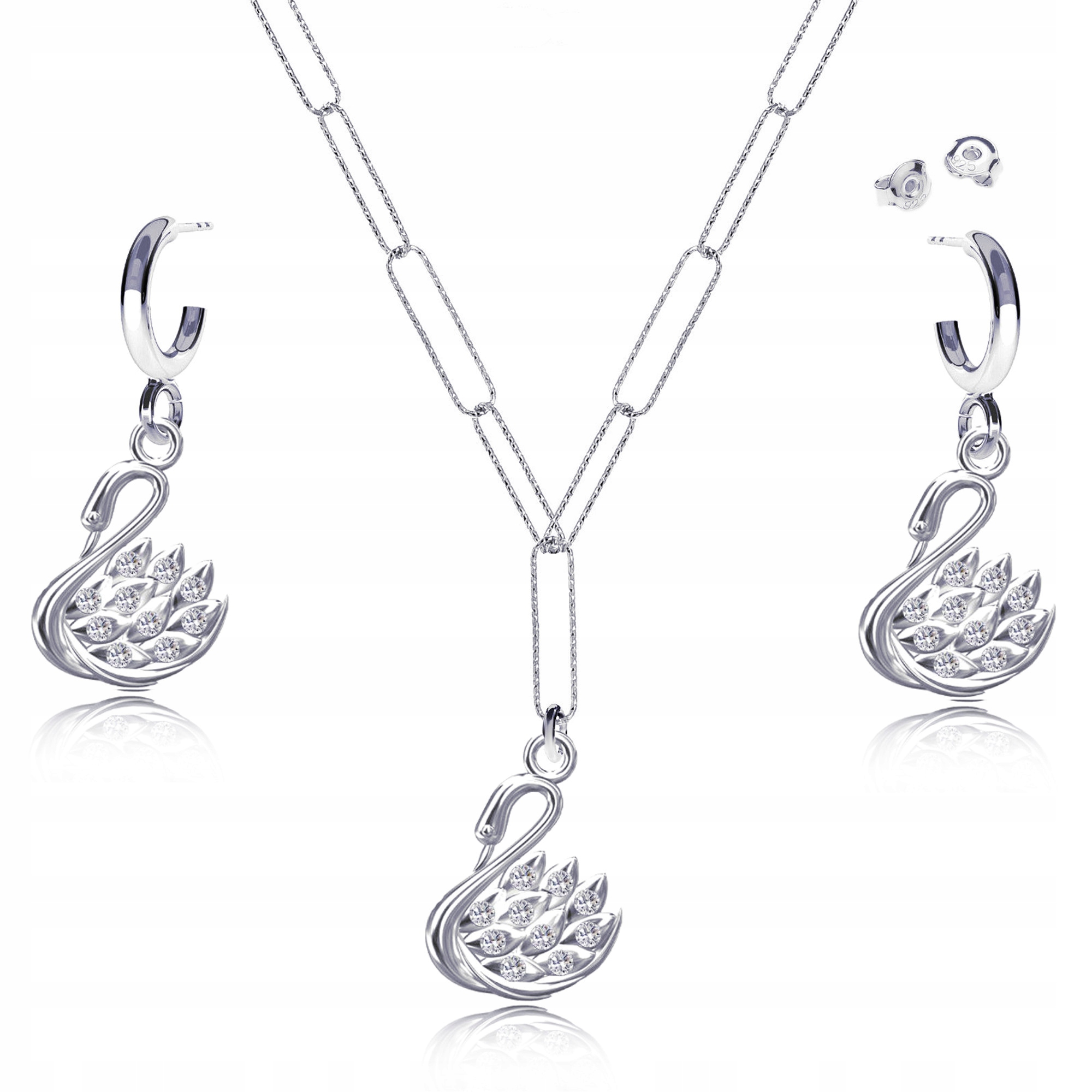 Labuť se zirkony stříbrný komplet ankr kroucený velké články stříbro925