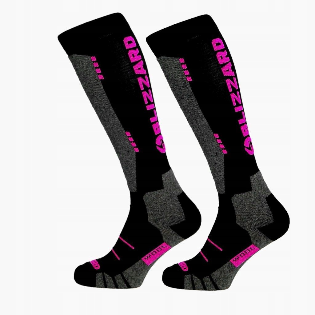 Skarpety zimowe dla dzieci Blizzard Wool Sport Junior Ski Black/Pink 24/26