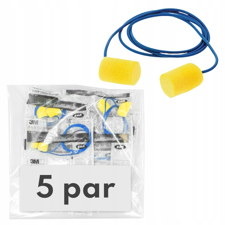 Zatyczki do uszu 3M Ear Classic z żyłką 5 par