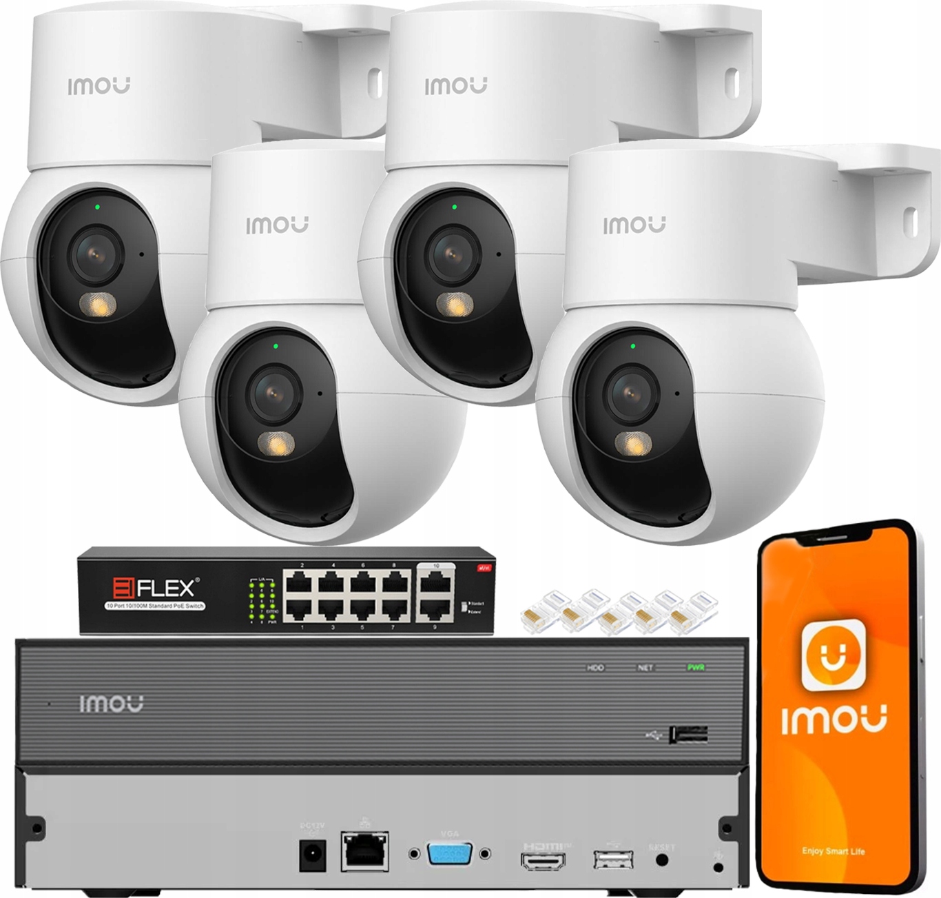 Sada monitorovacích kamier 10Mpx (5Mpx+5Mpx) 4x IPC-PS2M-5R1 Imou Audio Led