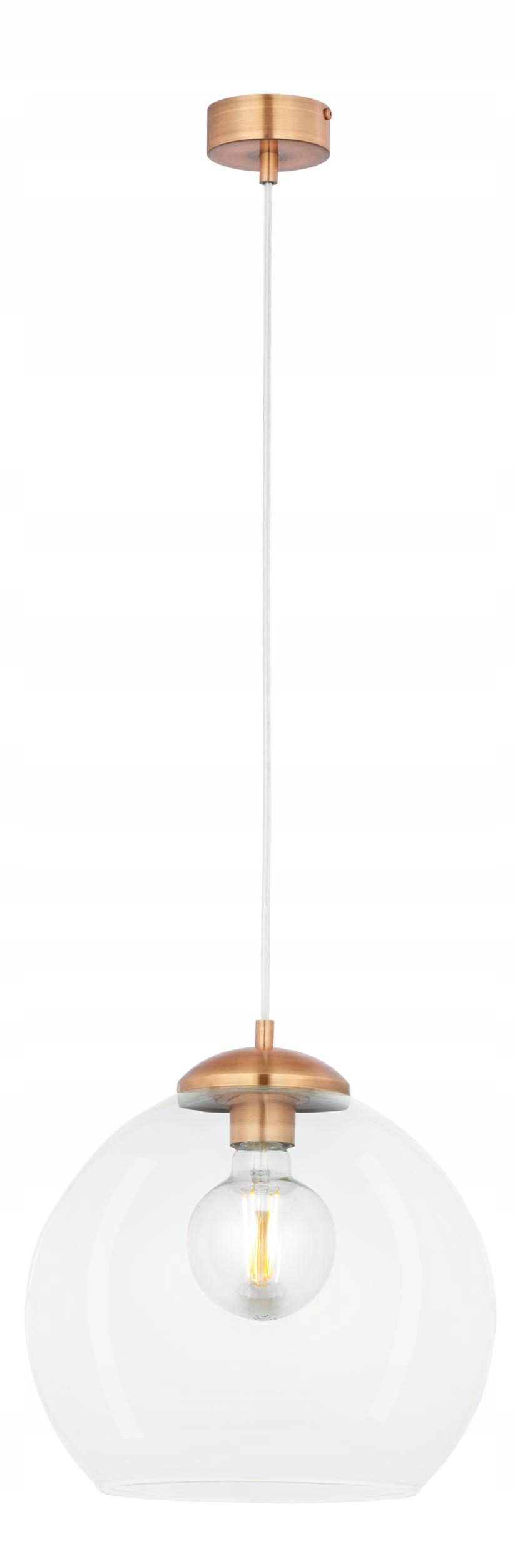 Závesná lampa Asti Medený Transparentný Sklenený Klosz 1xE27 29 cm Strop