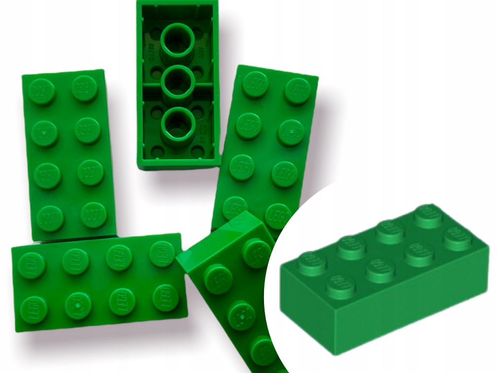

Lego 3001 Brick Klocek 2x4 Zielony 5 szt