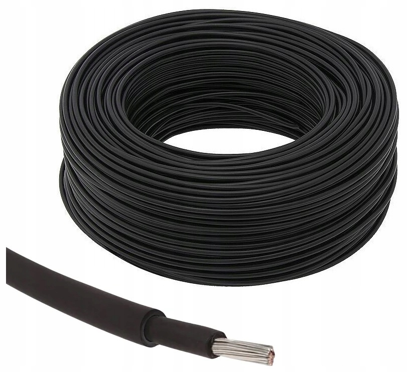 Kabel Przewód Solarny Fotowoltaika Do Fotowoltaiki 6mm2 50M Czarny