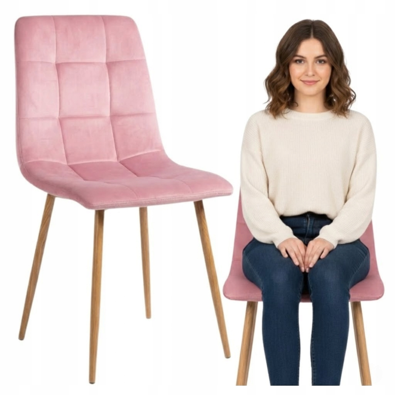 Čalouněná velurová židle s prošíváním, moderní, pohodlná do obývacího pokoje jídelny