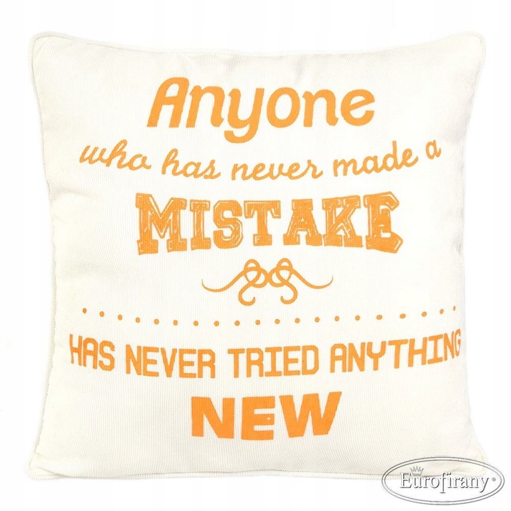 Poszewka 45x45 Luis biało pomarańczowy sztruks