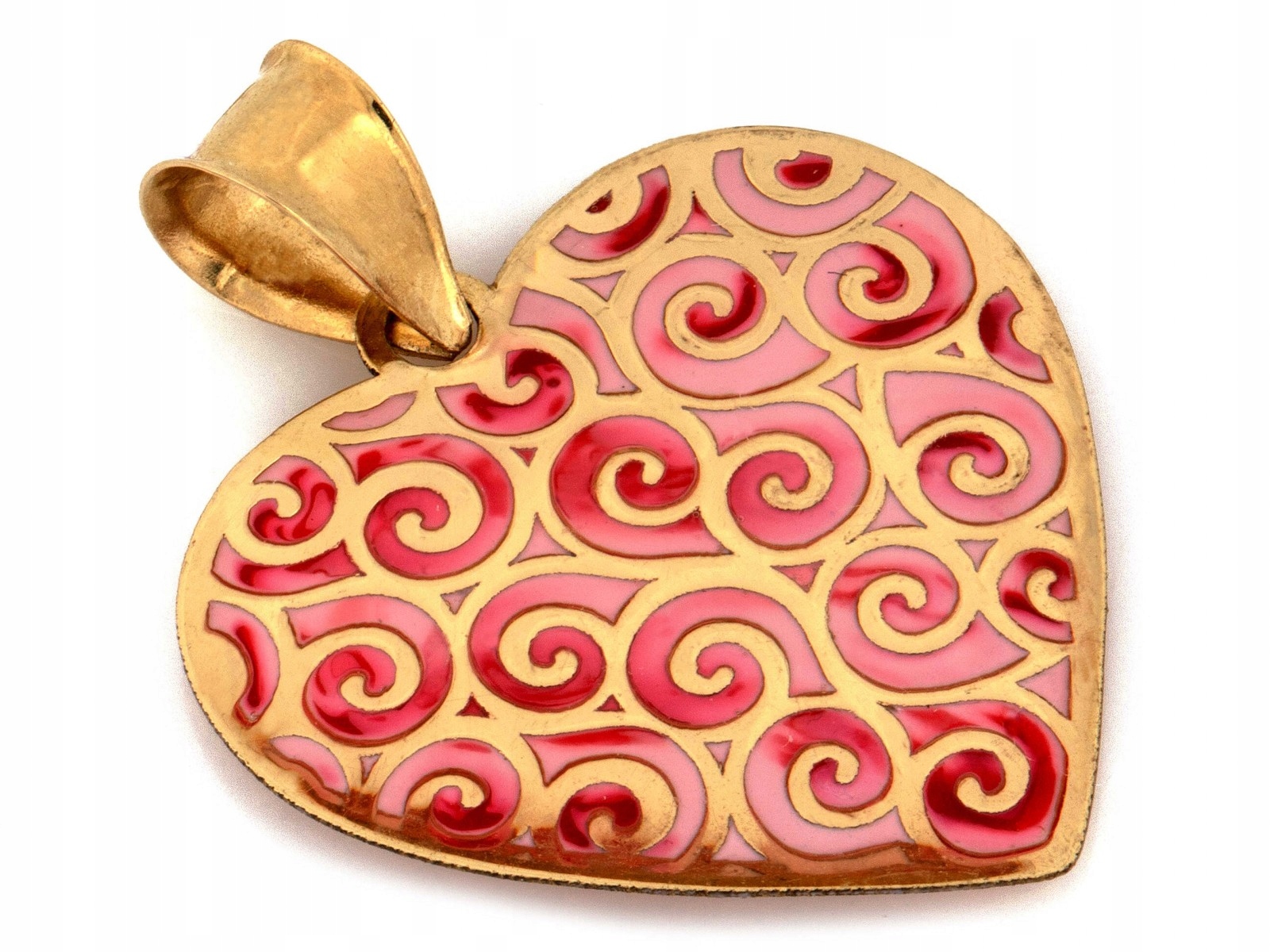 Zlaté srdce s růžovým smaltem 585 14k, šperky, váha 0.65 g, originální dárek