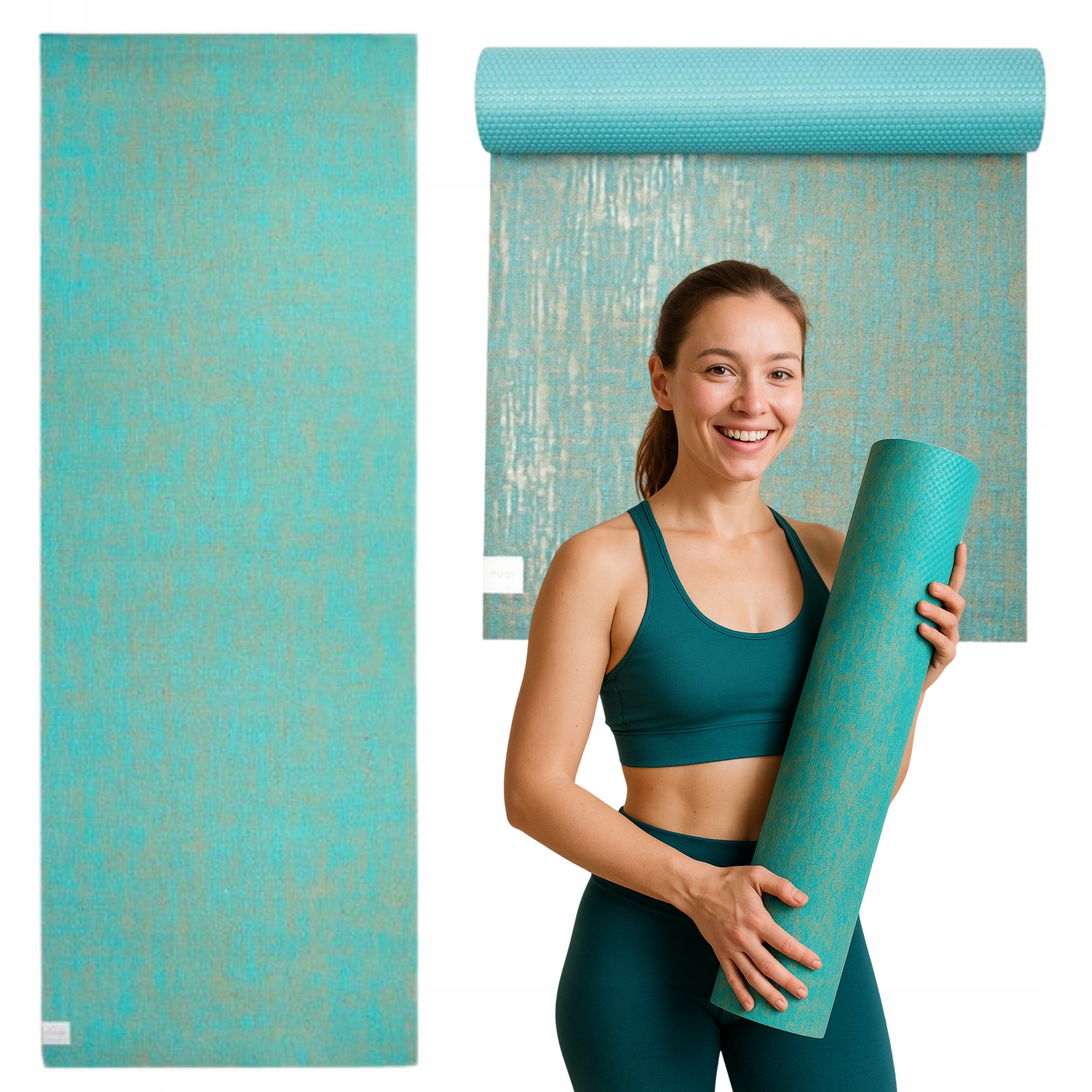 Mata do ćwiczeń jogi myga Jute 5 mm 100% naturalna oddychająca antypoślizgo