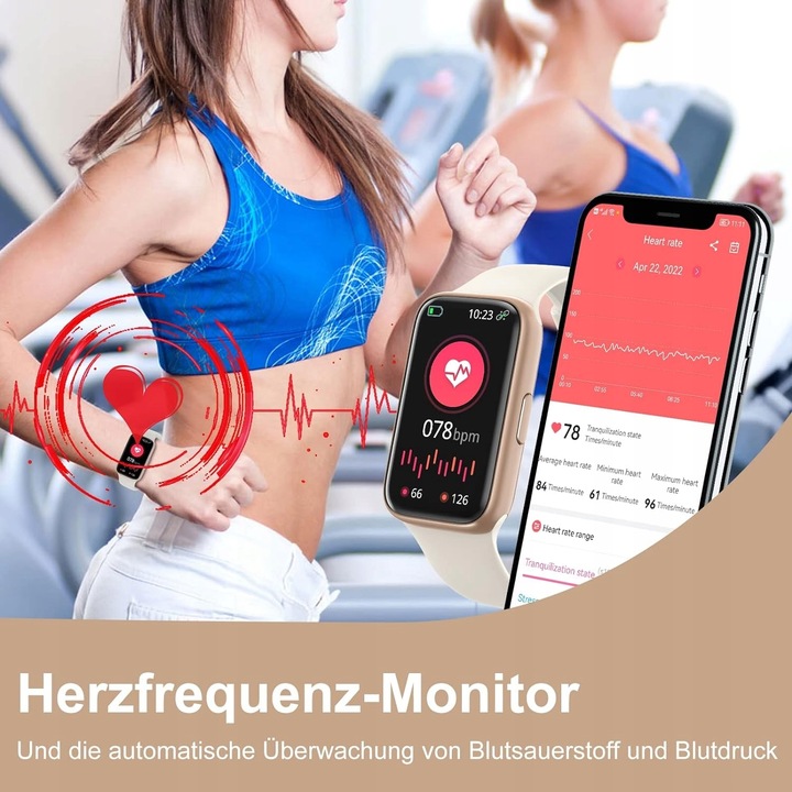 ZEGAREK FITNESS KOLOROWY WYŚWIETLACZ HD 1,47 SMARTWACH Typ naręczny