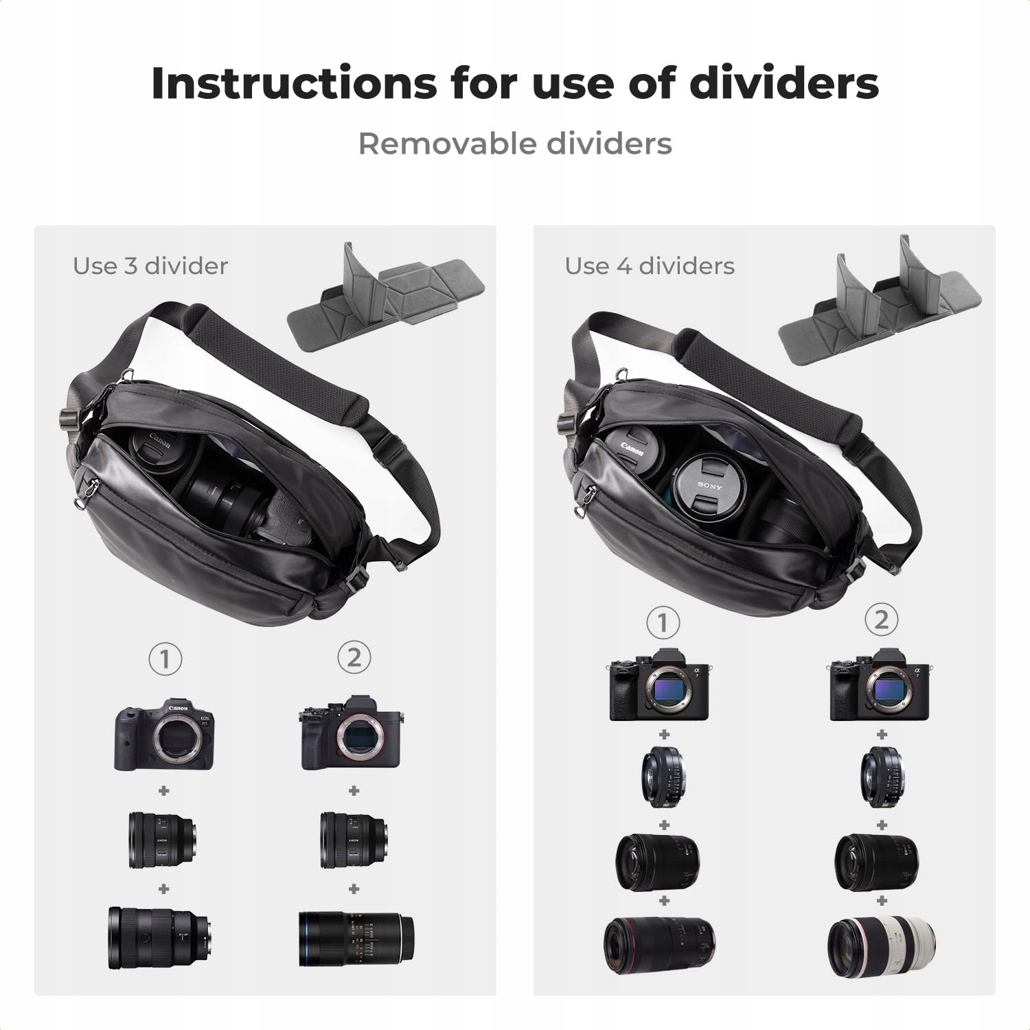 K&F CONCEPT Duża Torba Na Aparat Kompatybilna Z Canon Nikon Sony DJI — miniatura 3