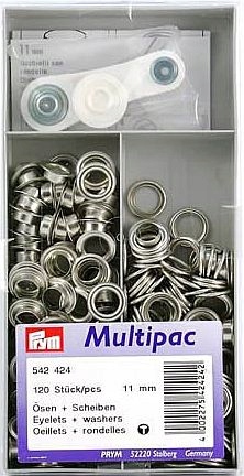 očka na textil,jeansu fi 11mm stříbrná 120ks Prym