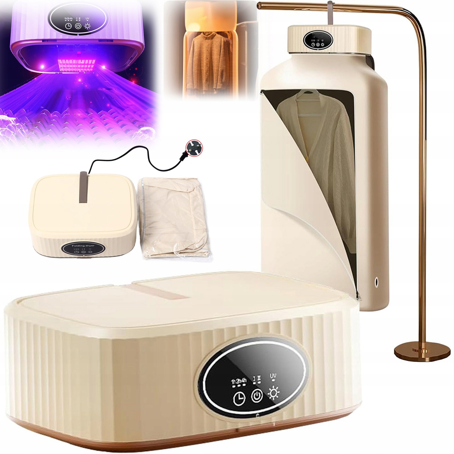 Levně 600W Mini Elektrická Sušák Na Prádlo Skládací S Časovým Regulátorem