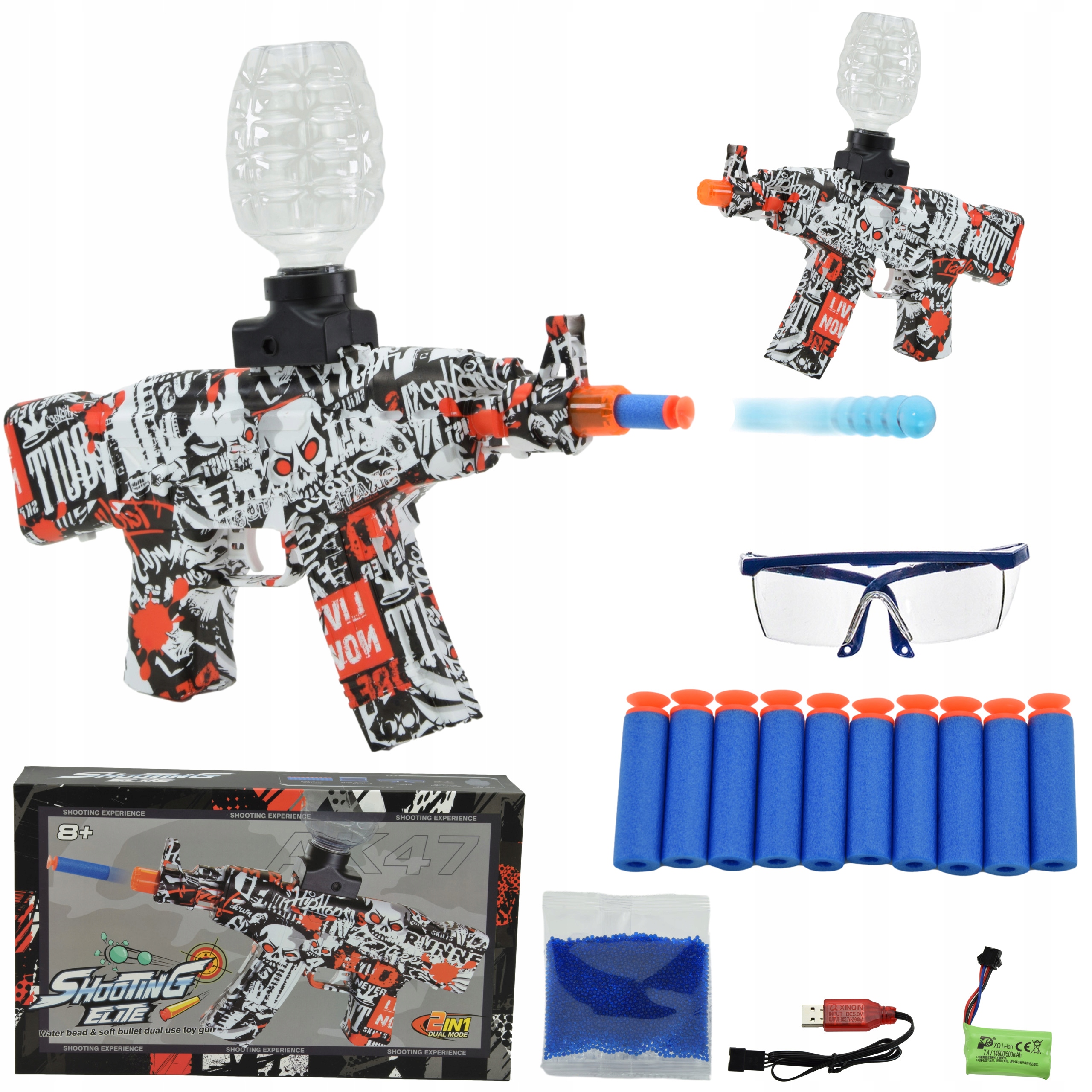 KARABIN PISTOLET AUTOMAT NA KULKI ŻEL STRZAŁKI 2W1