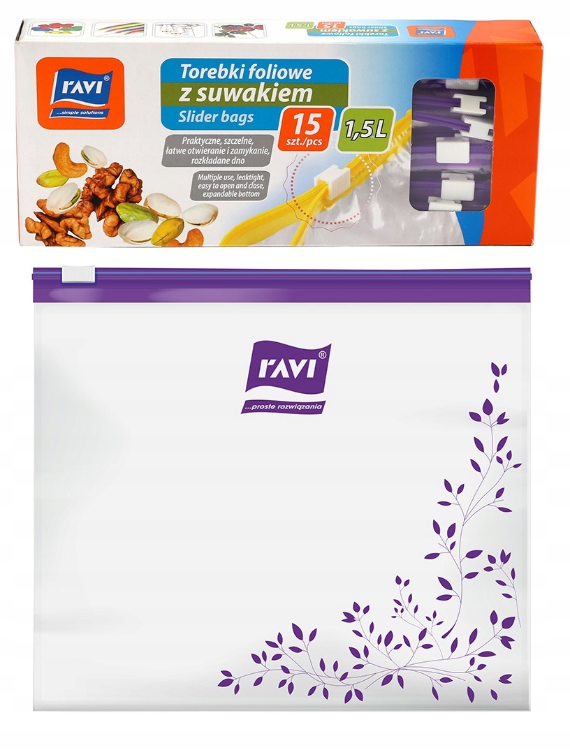 

Torebki Foliowe Z Suwakiem Woreczki 1,5L Ravi 15SZ