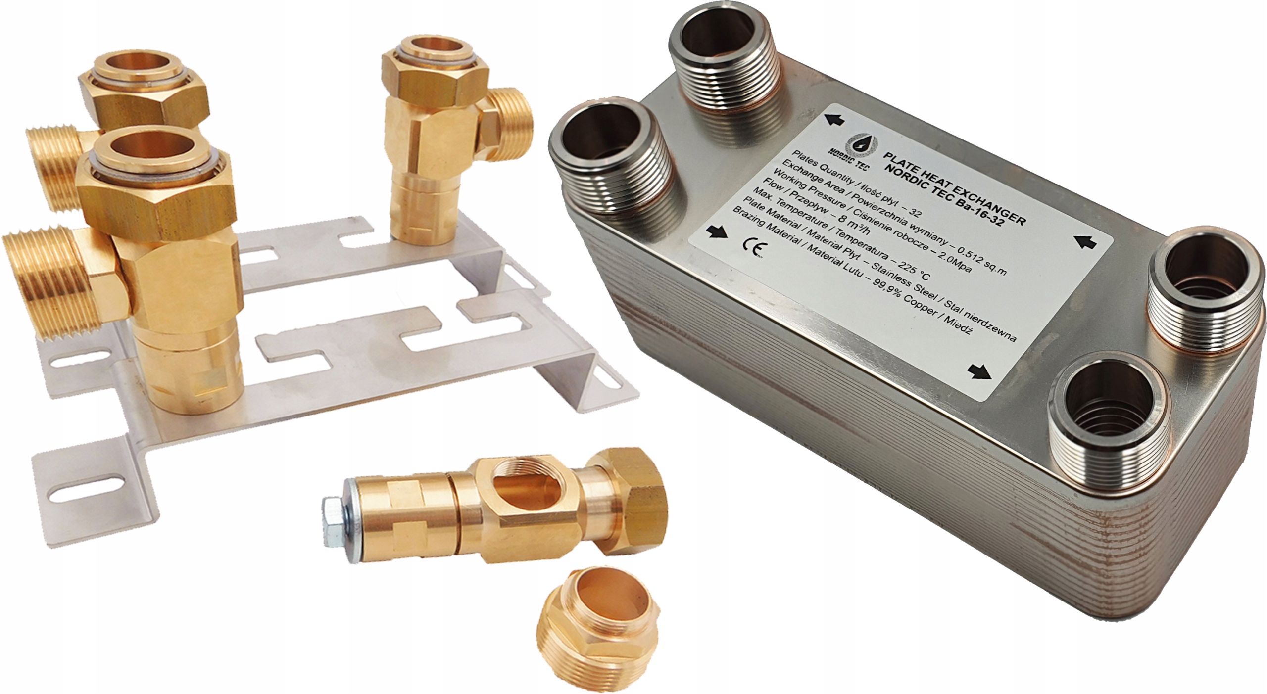 

Wymiennik ciepła 32 płyty Nt 40kW 1' + Śrubunek