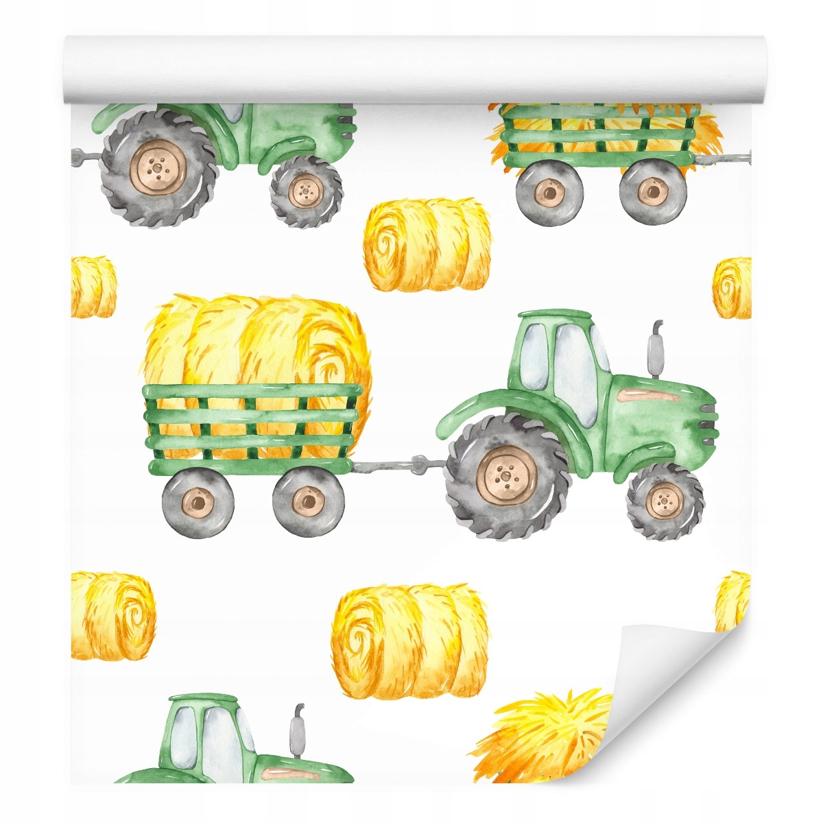 Tapeta Traktory Akvarel Farma Dekor pro děti