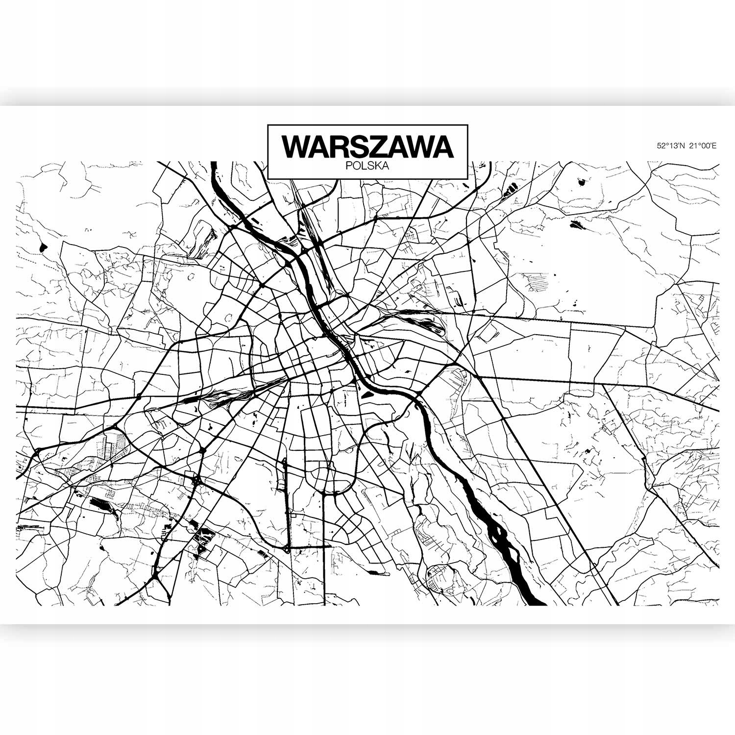 Fototapeta Varšava Plán Mapa Města Moderní Tapeta Do Obývacího Pokoje 3D 400x280
