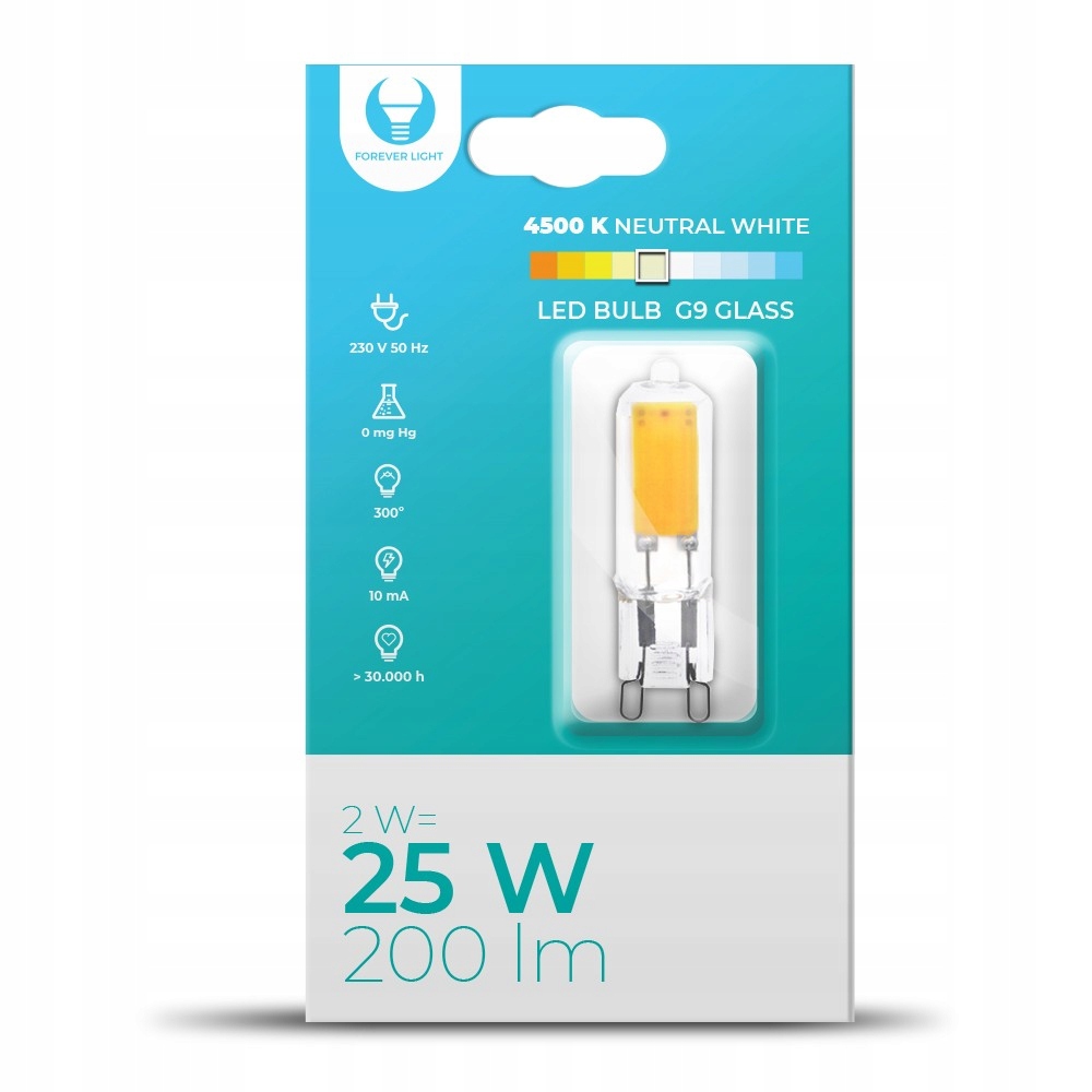 

Żarówka Led Szklana G9 2W 230V 4500K 300° 200lm