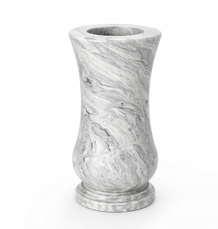 Granitová váza na hřbitovní náhrobek Viscount White Bílá 28 cm Kulatý