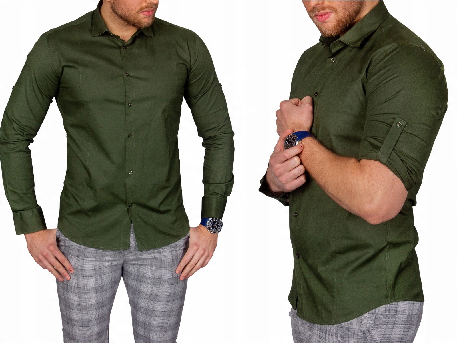 

Elegancka koszula męska zielona img-024 rozm. XXL