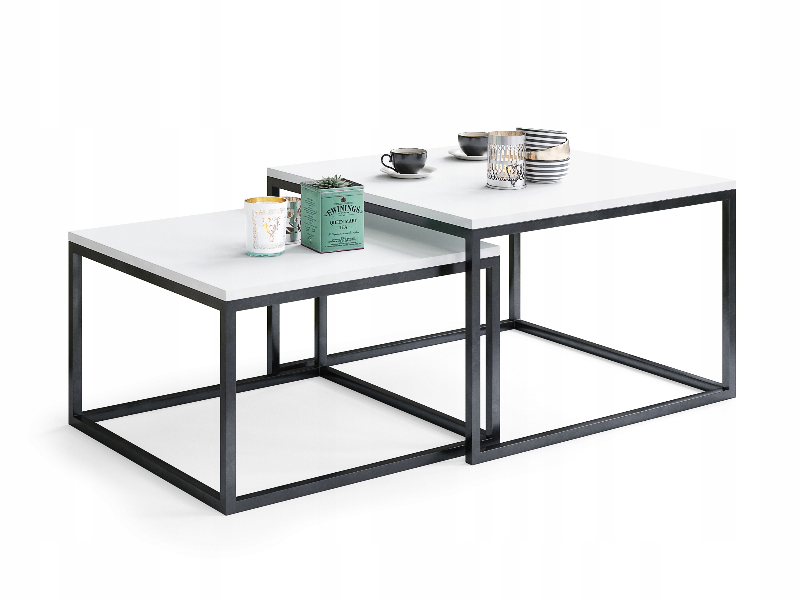 

stolik ława industrial podwójny loft biały mat