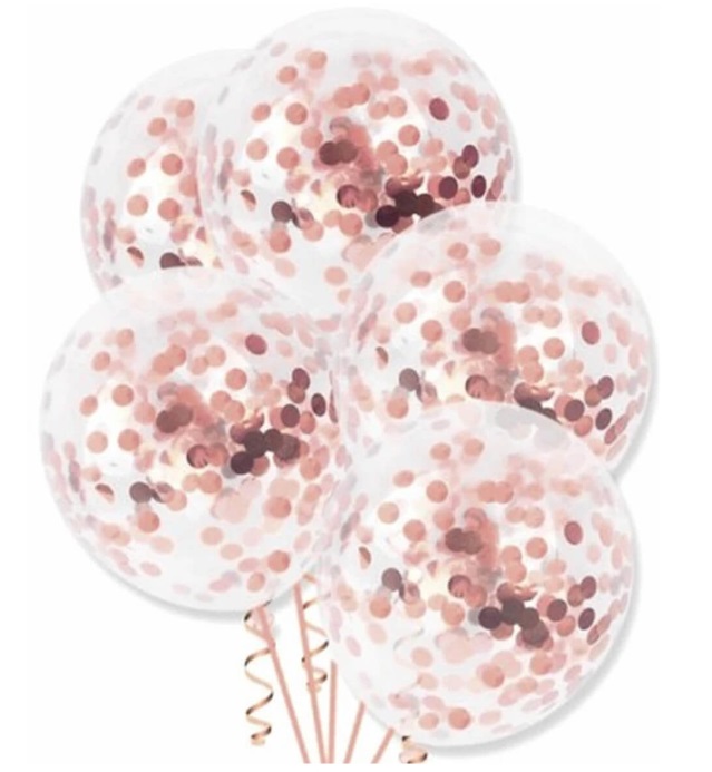 

Balony z konfetti różowe złoto rose gold duże x10