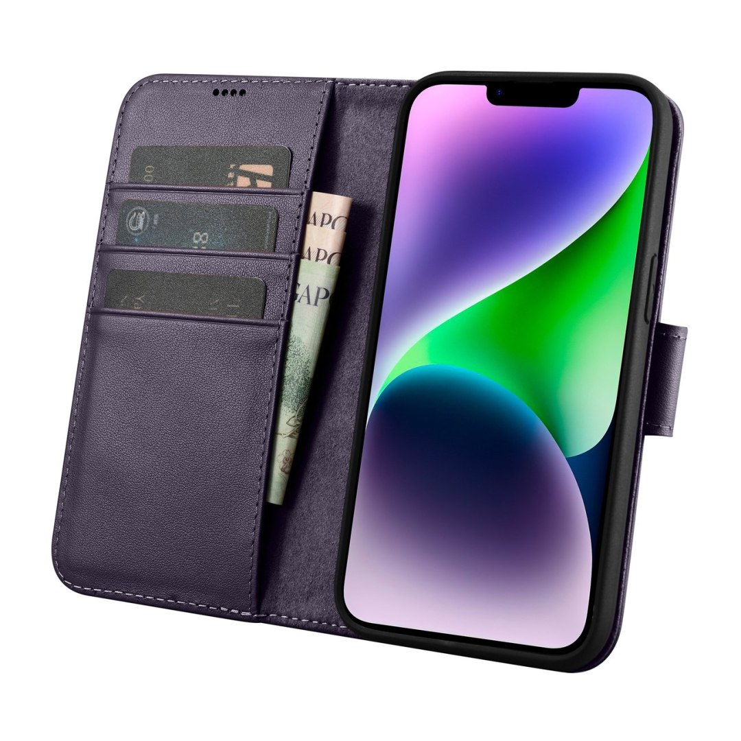 2w1 etui skórzany pokrowiec z klapką iPhone 14 Plus Anti-RFID Wallet Case c