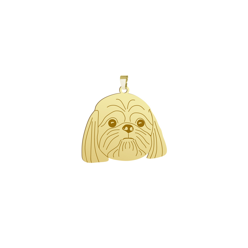 Zlatý přívěsek s psem Shih Tzu Stříbro 925 Dárek Žena Gravírování Bonus