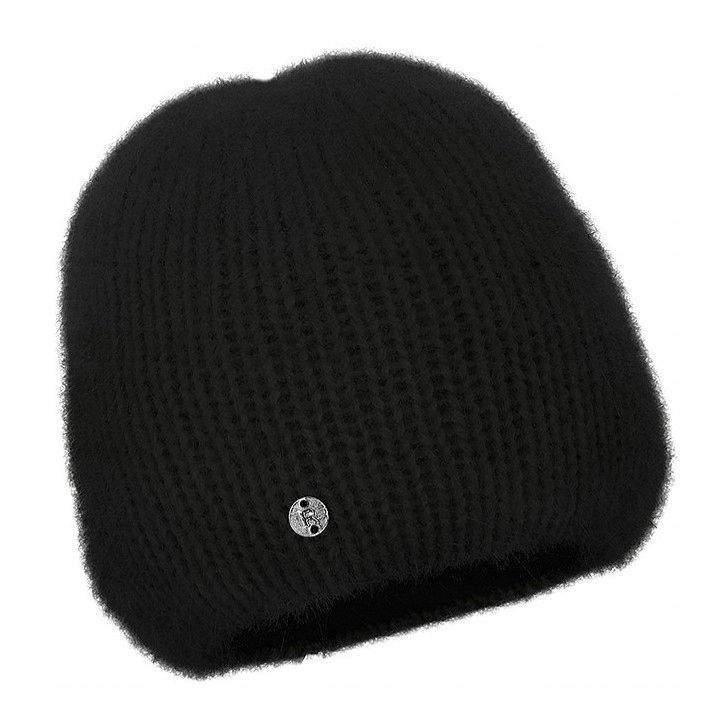 Čepice s Angorou teplá rovná bez vyhrnování Černá Polská