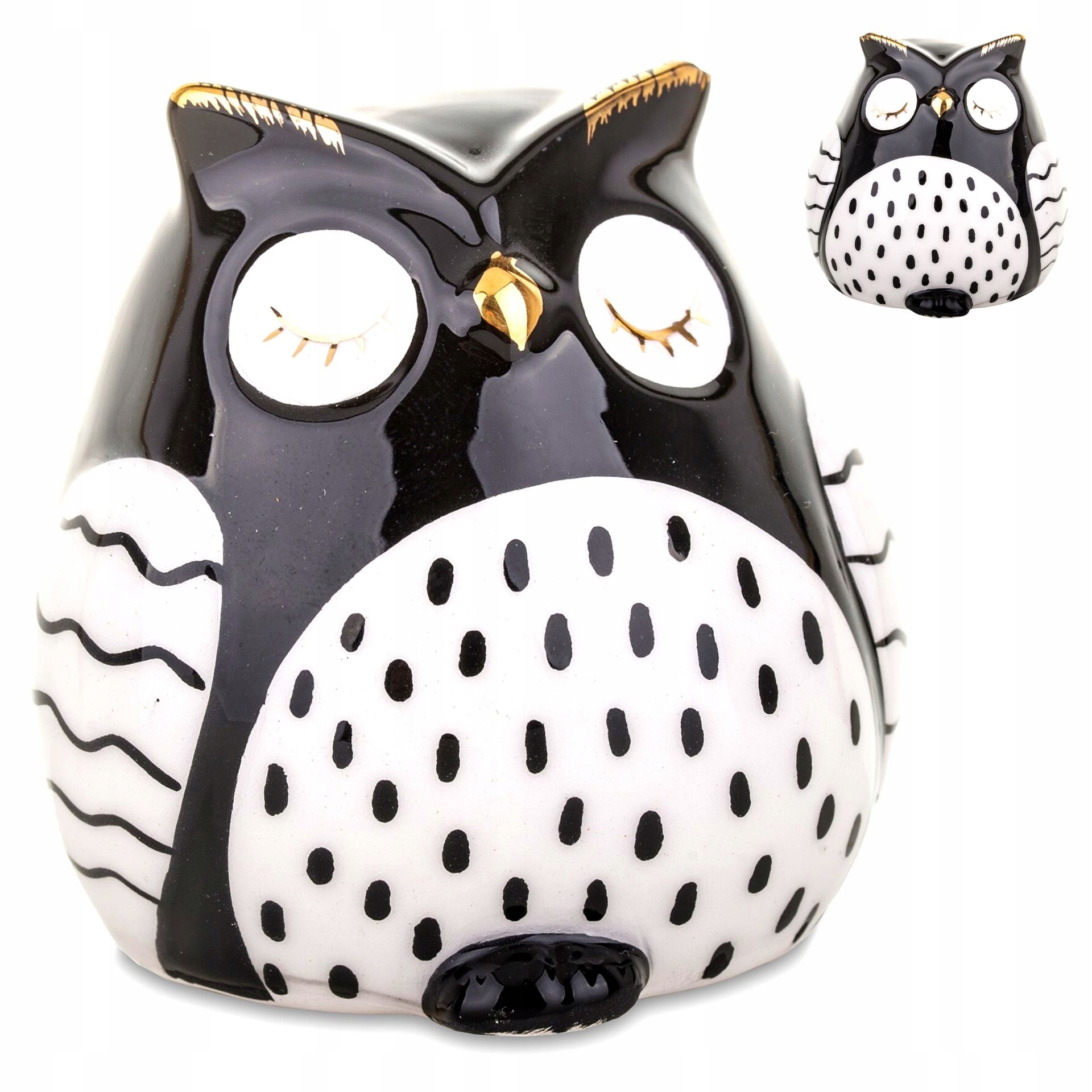 

Figurka Sowa Ozdoba Ceramiczna Biało Czarna 6,5 cm