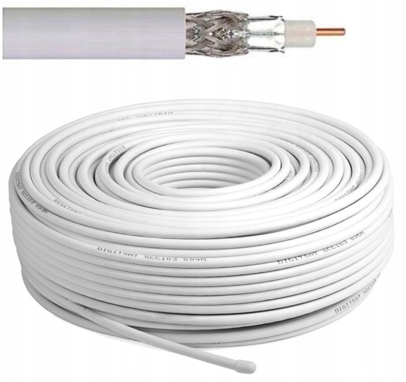 Kabel Antenowy Sat Tv Przewód Koncentryczny Do Anteny Lte Full Hd 4K 50 m