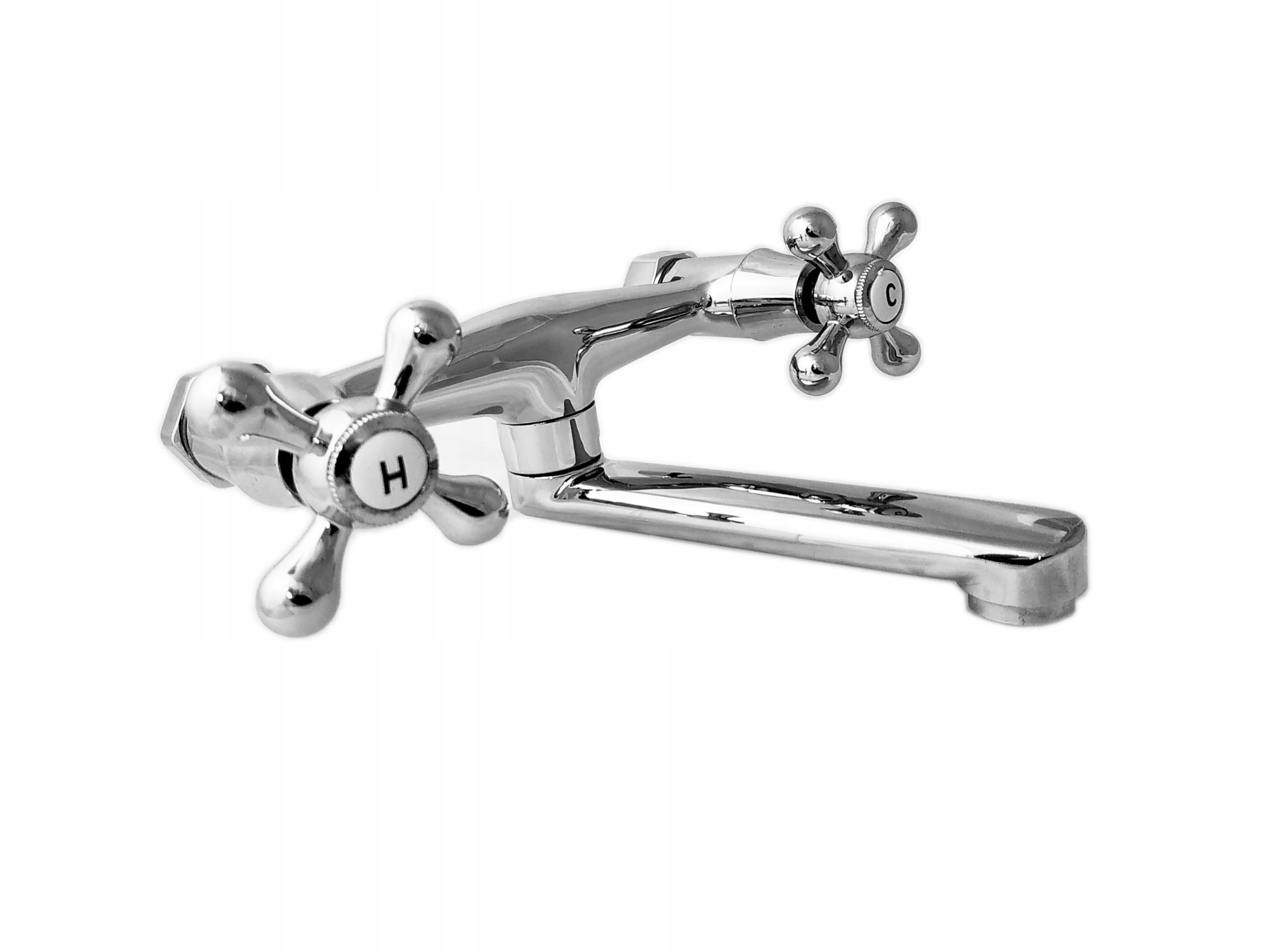 

Bateria Retro Umywalkowa Ścienna Wylewka 13cm