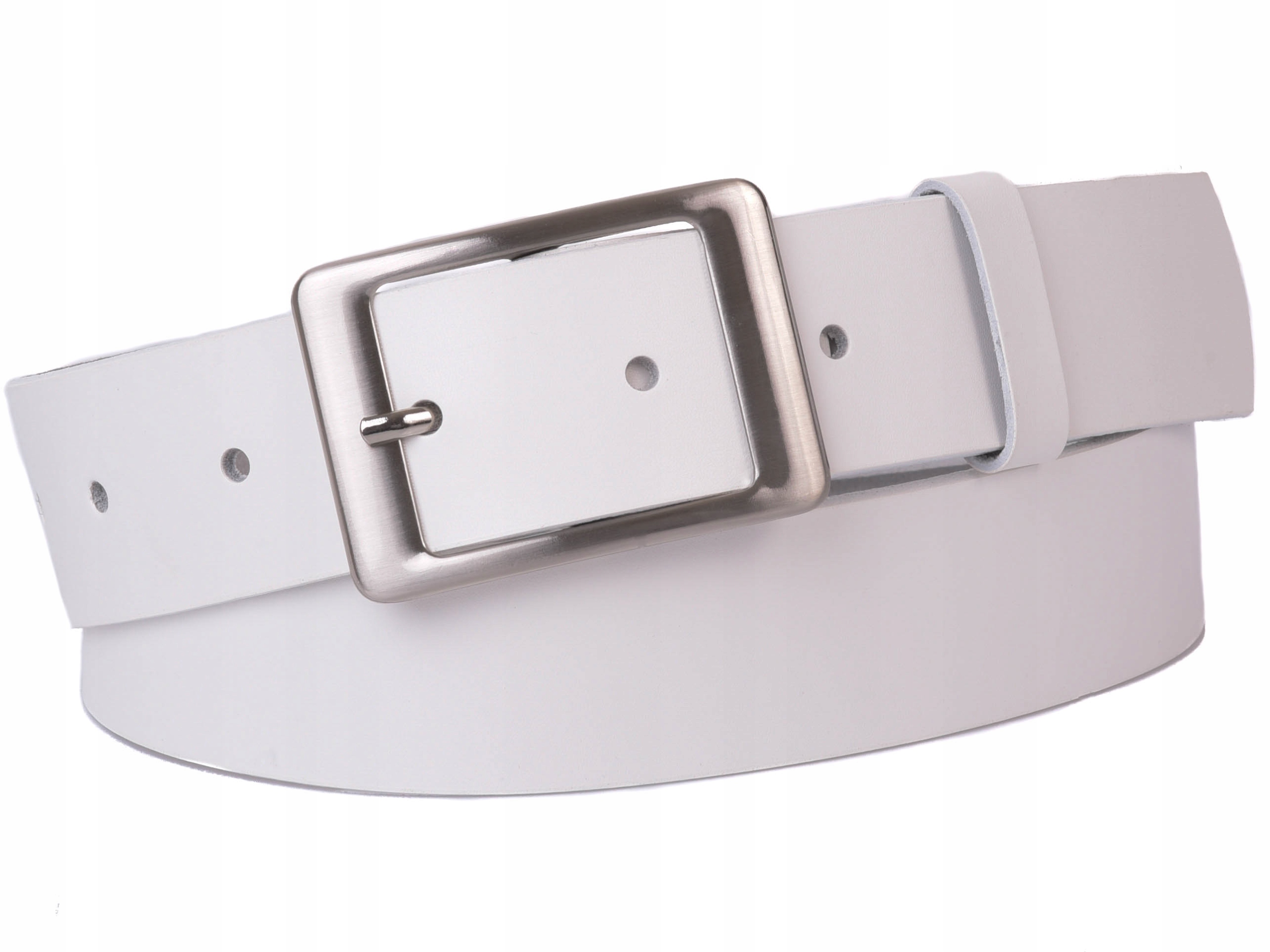 

Damski Skórzany pasek 4cm Biały |100obw