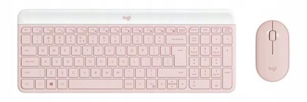 Bezdrôtová klávesnica a myš Logitech MK470 ružová, tenká sada (combo)