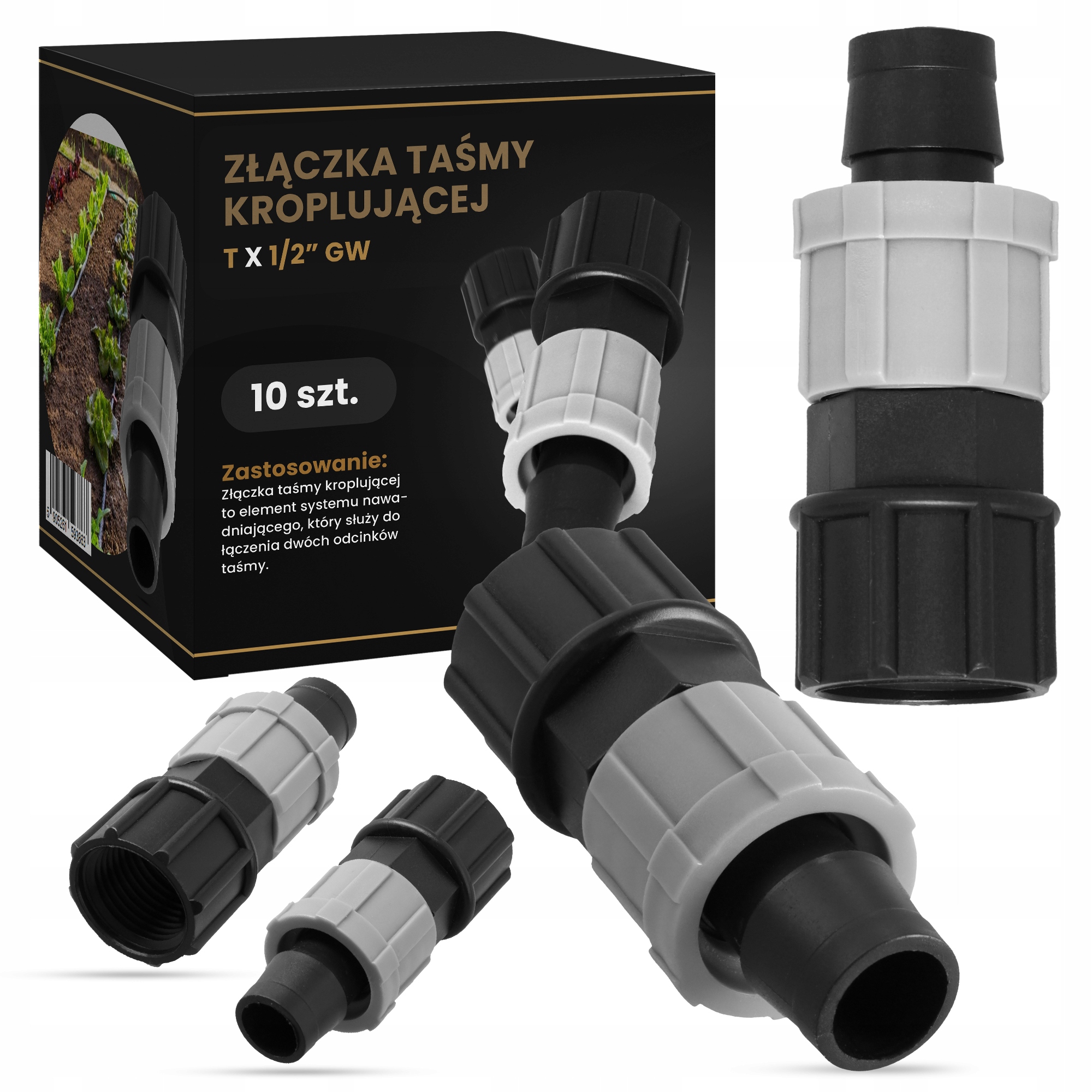 

10x Złączka Łącznik Taśmy Kroplującej T x 1/2 Gw