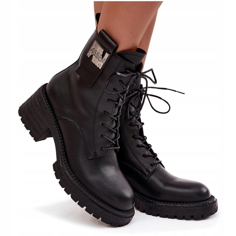 Dámské Kotníkové Boty Přírodní Kůže Kostka Ozdoba Artiker 57C0211 Černá 37